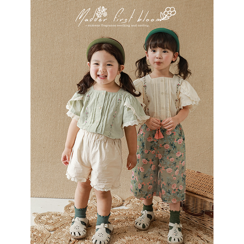幼悠 女童上衣短袖夏装韩版洋气时髦开衫花边儿童女宝宝公主T恤潮