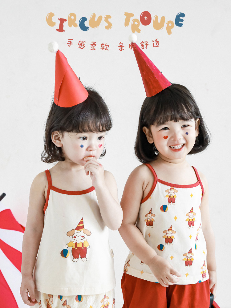 Youyou Circus Series Girls Sling Summer Thin Section Cartoon Printed Girl Baby Vest Breathable Cool Top
