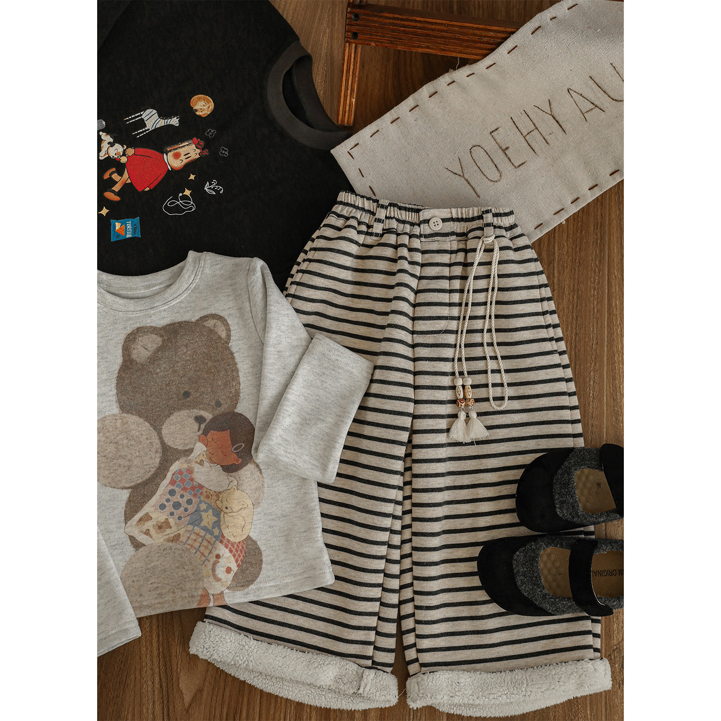 幼悠女童2025冬季新款加绒保暖木耳边棉裤加厚豹纹工装裤系列裤子