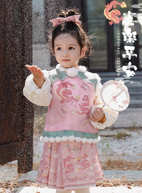 幼悠女童冬季数码印花马甲