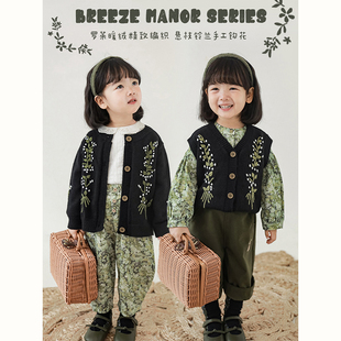 外套潮 保暖开衫 幼悠女童秋冬毛衣套装 手工绣花文艺森女系宝宝时尚