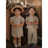 裤 幼悠女童连衣裙2025夏季 宝宝优雅公主裙套装 可爱娃娃领小衫 新款