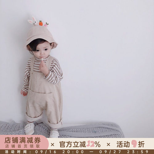 女童春秋季灯芯绒背带裤