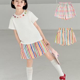 幼悠女大童夏季缤纷多巴胺彩色裤子60支全棉数码印水洗清凉短裤潮