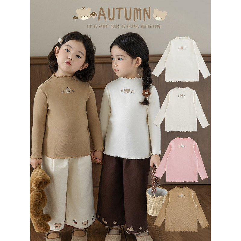 幼悠 女童四色卡通刺绣打底衫春秋甜蜜可爱软糯回弹波浪密边T恤潮,童装/婴儿装/亲子装,衬衫,淘宝优惠券,粉丝福利购,淘宝优惠卷