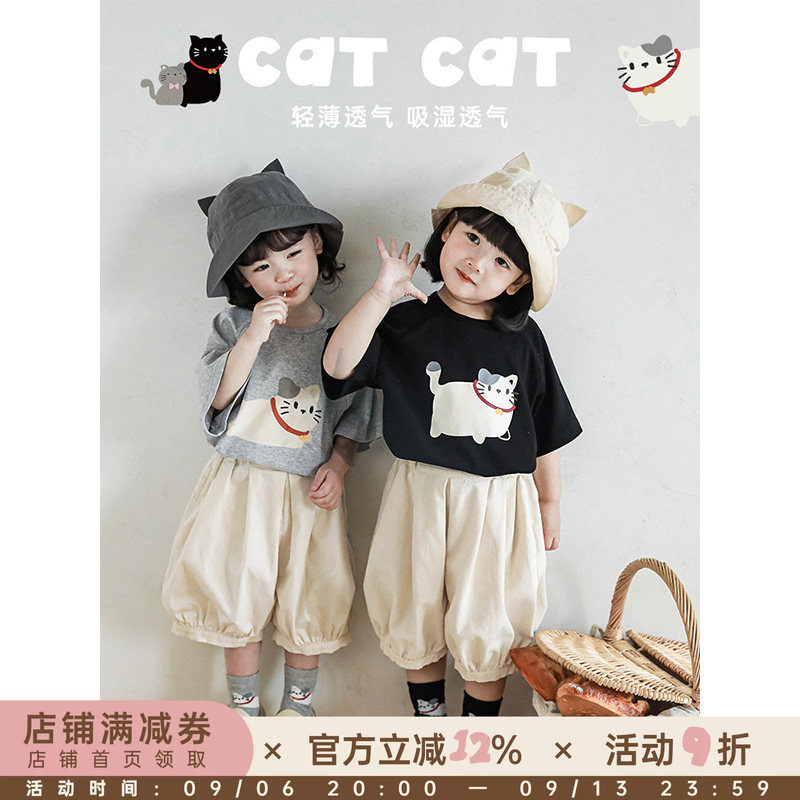 数码印花小猫咪柔软轻薄透气短袖图片