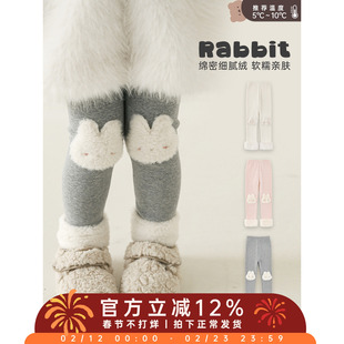 幼悠女童2025冬季新款加绒小白兔打底裤时尚保暖儿童可爱百搭裤子