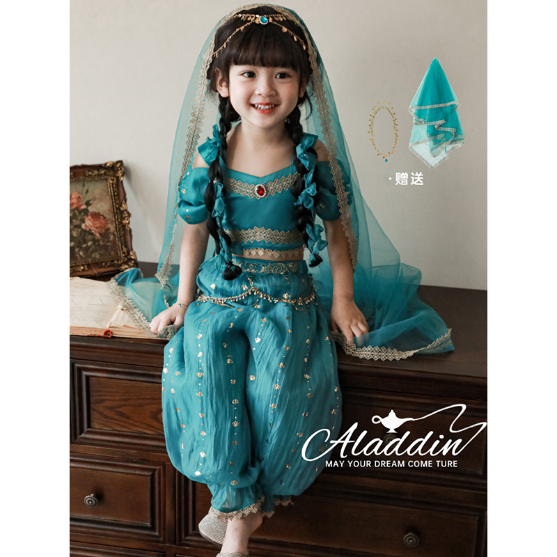 幼悠女童连衣裙夏异域风茉莉公主网纱套装少数民族宝宝舞蹈演出服