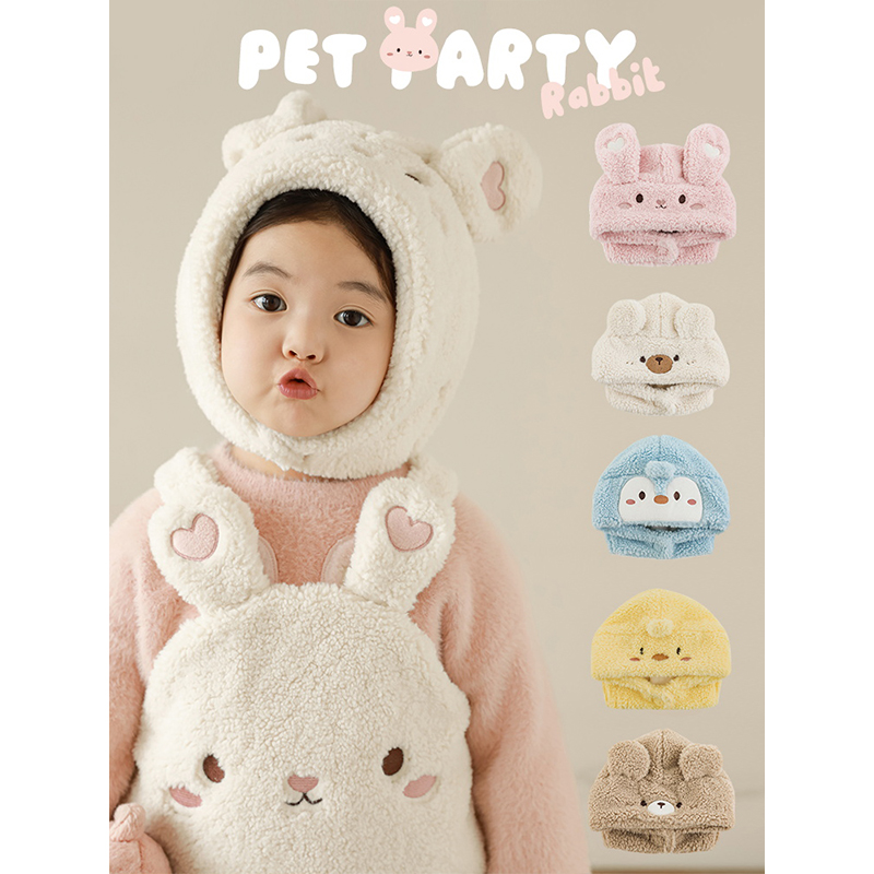 幼悠女童小动物造型毛绒帽2025冬季童趣可爱亲肤柔软舒适保暖帽子