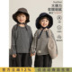 幼悠女童2026春季 针织条纹磨毛t恤简约圆领宽松透气儿童上衣 新款