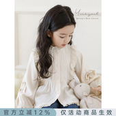 镂空花边休闲上衣 甜美可爱小灯笼袖 幼悠女童洛丽塔风衬衫 2026春季