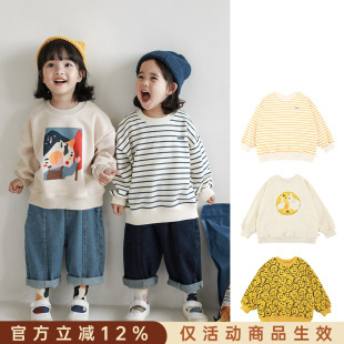 幼悠童趣印花休闲卫衣儿童2026春秋新款元气女童加绒百搭套头上衣