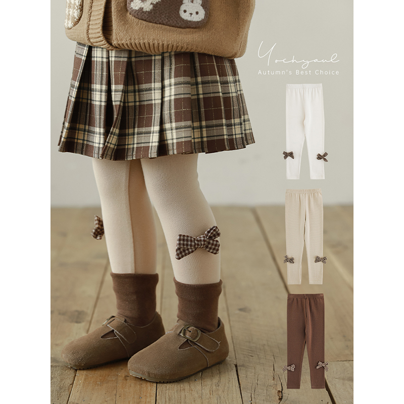 幼悠女童蝴蝶结打底裤2025春秋儿童甜美灵动细腻柔软弹力休闲裤子