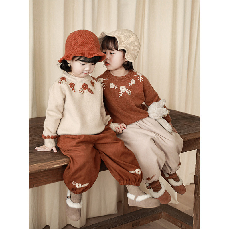 幼悠森系女童毛衣手工精致绣花宝宝灯笼裤冬季复古针织衫裤子套装,童装/婴儿装/亲子装,毛衣/针织衫,淘宝优惠券,粉丝福利购,淘宝优惠卷