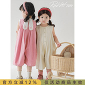 儿童轻薄背心 女宝宝纯色休闲卡通长裤 幼悠女童宽松连体裤 2025夏季