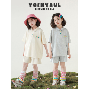 幼悠 女大童夏季新款储备活力毛线糖果清凉软乎ins感空气运动套装