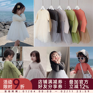 幼悠童装女童洋气春秋2026新款儿童公主蓬蓬裙小宝宝网纱连衣裙子