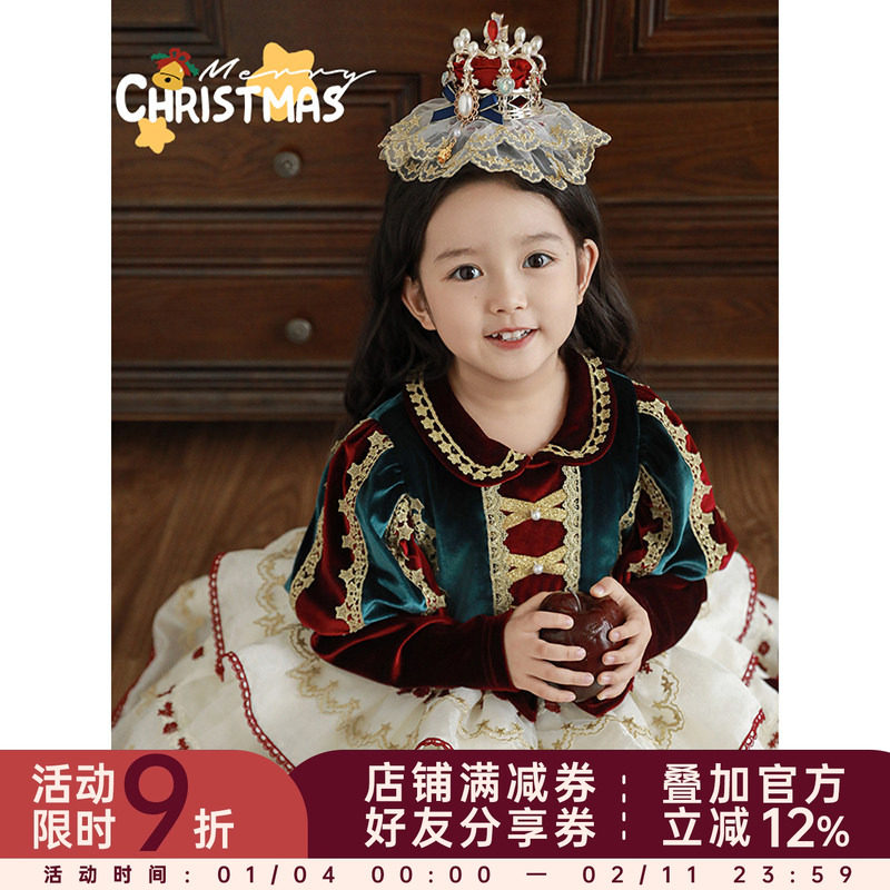 幼悠女童圣诞系列宫廷风公主裙冬季星星花边泡泡袖大蝴蝶结连衣裙,童装/婴儿装/亲子装,连衣裙,淘宝优惠券,粉丝福利购,淘宝优惠卷