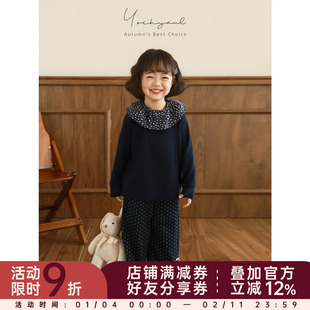 幼悠女童韩系复古打底衫2026春秋洋气可爱防风保暖娃娃领休闲上衣