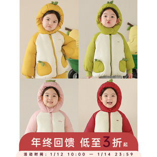幼悠女童杜邦三防水果棉服冬季童趣可爱蓬松厚实防风保暖连帽外套