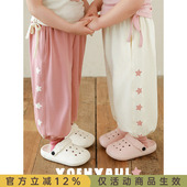 潮 俏皮可爱双面弹软休闲束脚裤 幼悠女童五角星印花蹦蹦裤 2025夏季