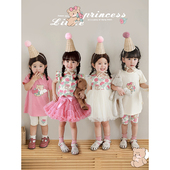 翅膀T恤宝宝网纱裙子休闲裤 幼悠 新款 2025夏季 女童卡通连衣裙套装