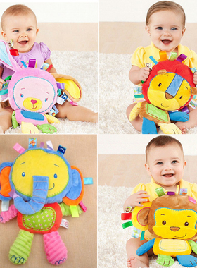 Happymonkey宝宝手抓安抚巾带摇铃 宝宝睡眠长可入口可水洗无气味