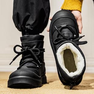 东北面包棉鞋 鞋 情侣防滑保暖雪地靴 中帮马丁靴男加绒加厚工装 冬季