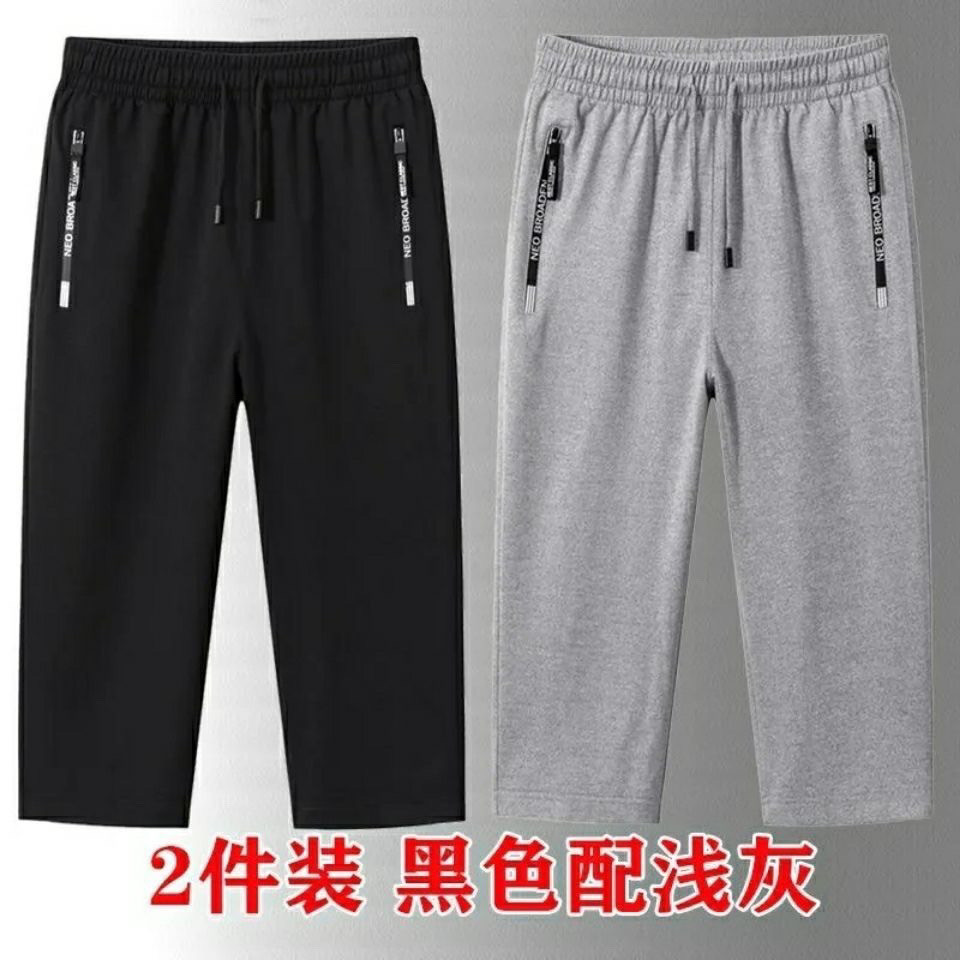 夏季纯棉男士宽松七分运动短裤图片