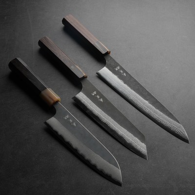 越前加藤义实牛刀大马士革日式主厨刀家用三德刀菜切超级青纸钢