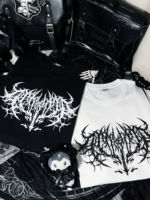 "Original Gothic national trend dark subculture long-sleeved printed thin hoodie transparent moon. thumbnail 3