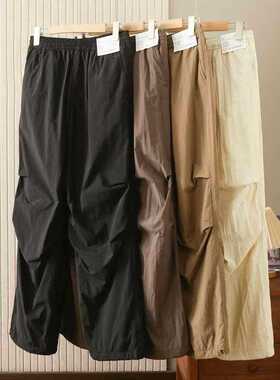 女保暖加绒伞兵裤休闲裤阔感裤松紧冲锋裤宽松裤子C470732/472527