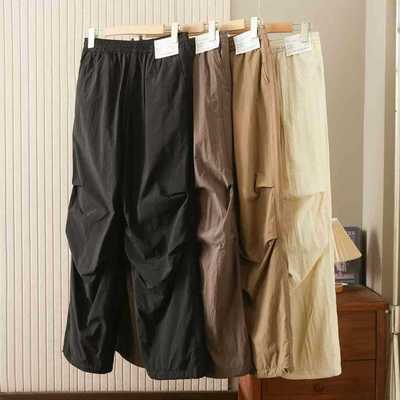 女保暖加绒伞兵裤休闲裤阔感裤松紧冲锋裤宽松裤子C470732/472527