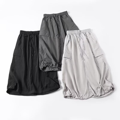 女装休闲工装裙26春夏新款宽松显瘦半身裙松紧腰中长款裙子487792