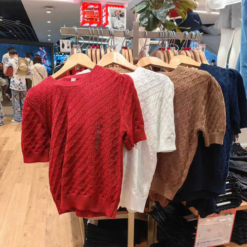 日系出品春夏款休闲圆领毛针织衫短袖毛衣毛衫小香风上衣女485574