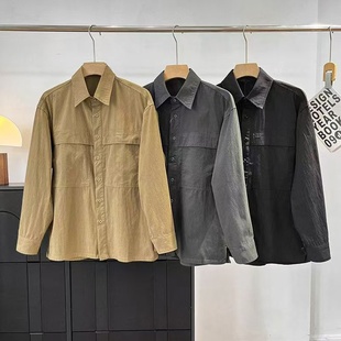 大厂单合作款男装女装工装开衫宽松衬衫长袖休闲衬衣上衣E480652