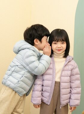 冬季男女童 小孩轻薄款羽绒服中大小连帽儿童加厚保暖休闲短外套