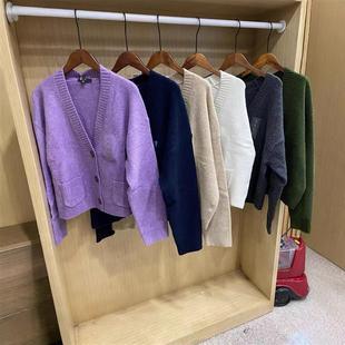 通勤毛衣25秋新款 外套空调衫 478339 舒芙蕾V领针织短开衫 日系女装