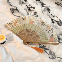 New Chinese-style fans, ancient-style folding fans, ink-wash paintings, Chinese-style Hanfu, horse-faced skirts, summer portable bamboo fans thumbnail 6