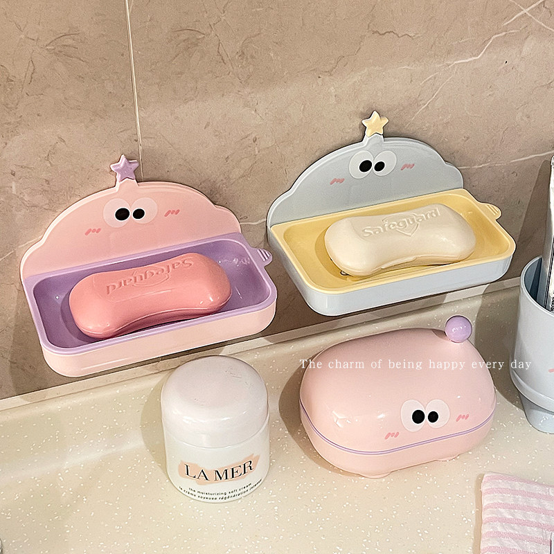 大眼仔肥皂盒壁挂式免打孔可爱学生宿舍双层沥水情侣闺蜜香皂盒子,家庭/个人清洁工具,皂盒,淘宝优惠券,粉丝福利购,淘宝优惠卷