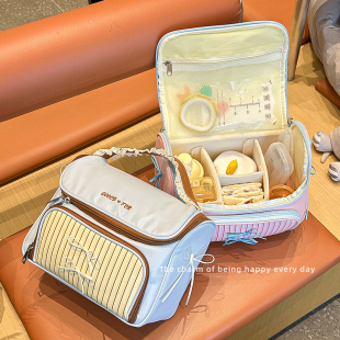 条纹妈咪包母婴手提便携外出轻便宝宝纸尿裤 尿不湿收纳奶瓶收纳包