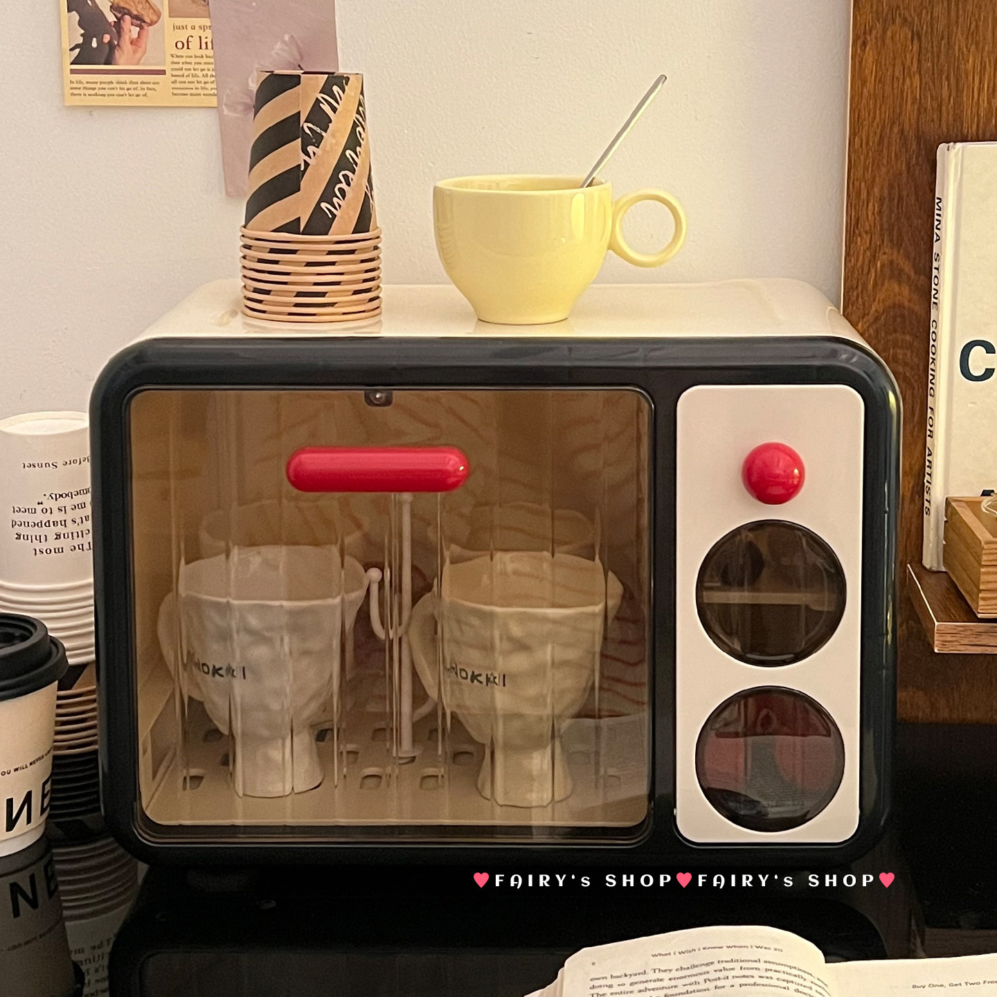复古微波炉造型杯架桌面收纳置物架创意家居装饰架防尘茶杯收纳架,家庭/个人清洁工具,杯架,淘宝优惠券,粉丝福利购,淘宝优惠卷
