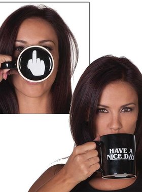 have a nice day mug 美好一天中指杯 咖啡杯早餐杯 简约牛奶杯子