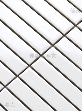 佳纷 绿白色长条马赛克竖型卫生间背景墙阳台包柱子瓷砖吧台黑砖