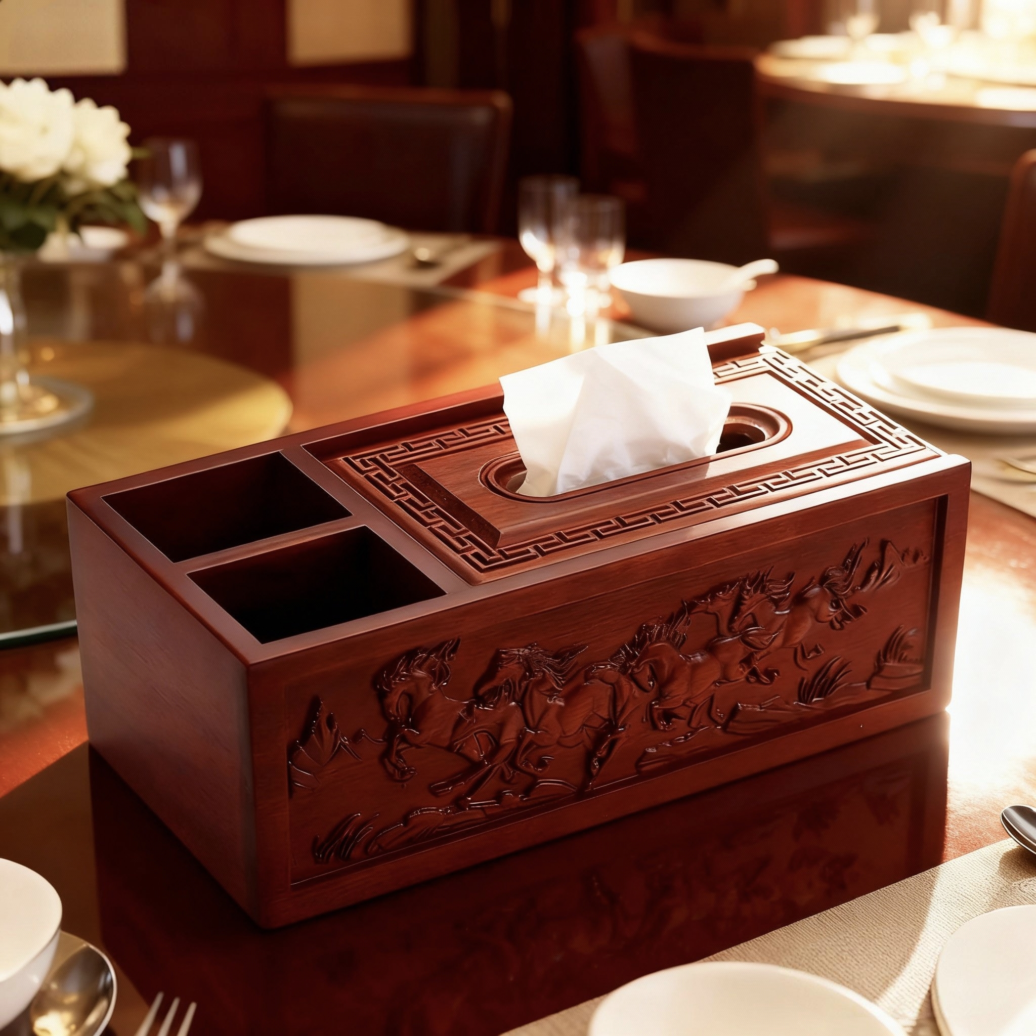 新家用客厅高档实木花梨木纸巾盒