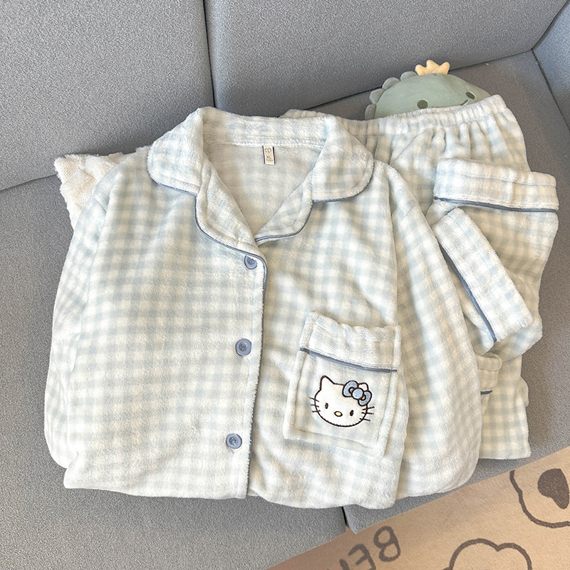 珊瑚绒睡衣女秋冬季甜美可爱2024年新款加绒加厚法兰绒家居服