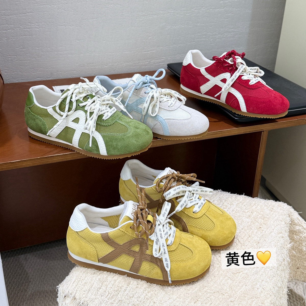 透气网面德训阿甘鞋女减龄双鞋带