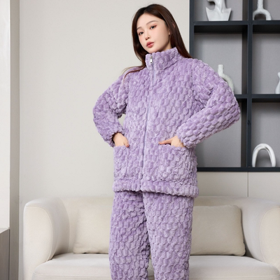 加厚冬季女士睡衣夹棉家居服