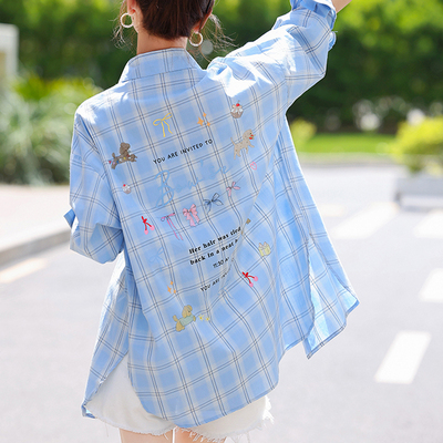 绘画涂鸦卡通防晒长袖衬衫女上衣