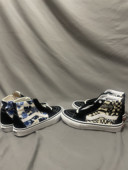 SK8 滑板鞋 高帮蓝色印花棋盘格板鞋 Vans 帆布鞋 经典 男女同款